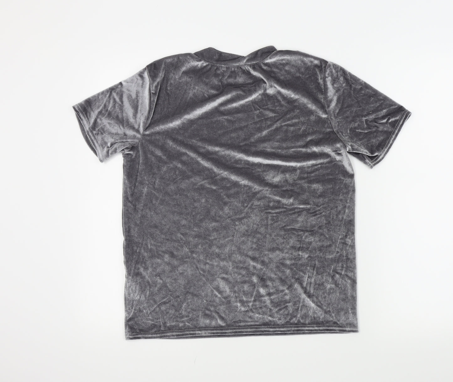 PRETTYLITTLETHING Womens Silver   Basic T-Shirt Size 10