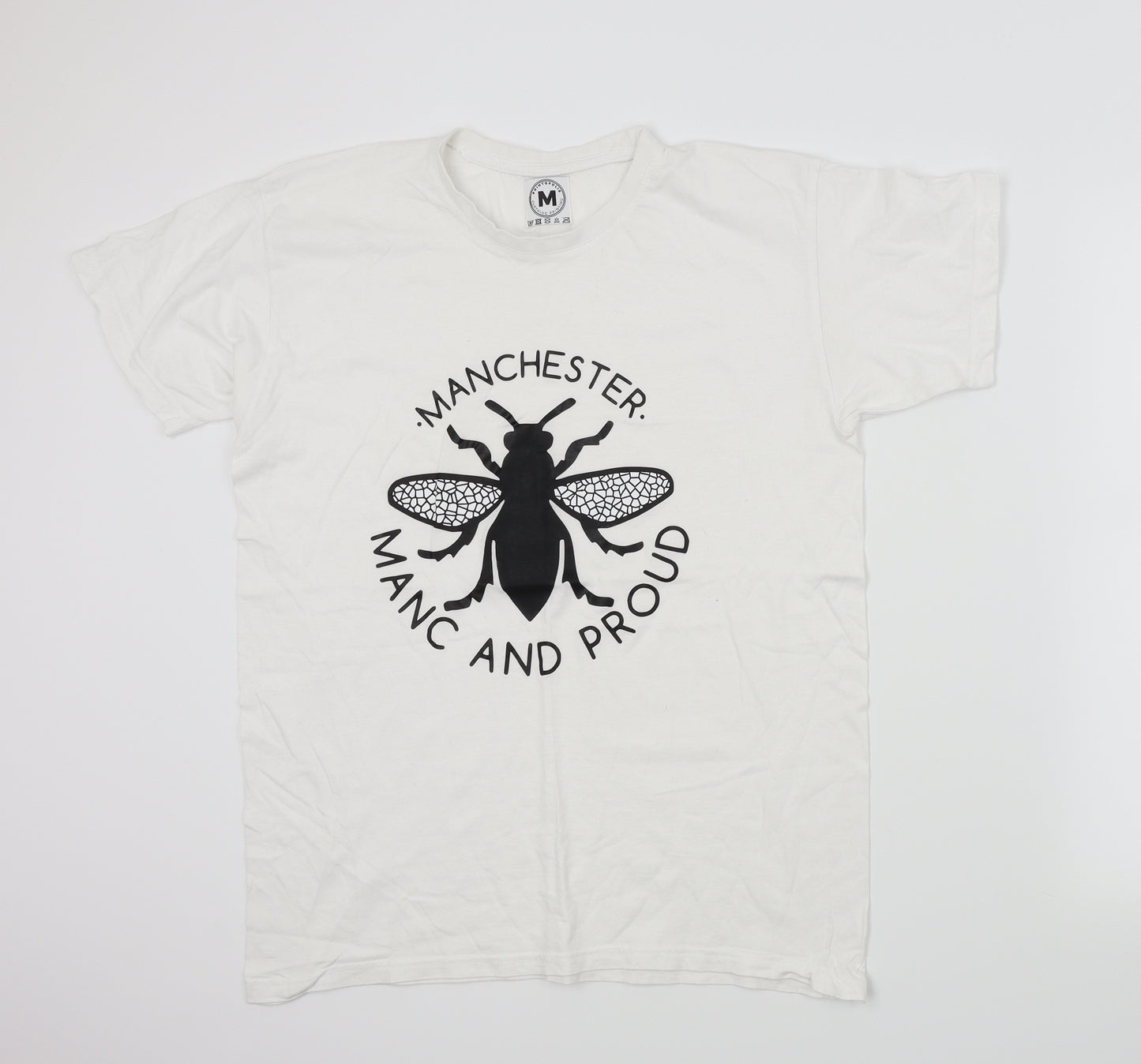 printopolis Mens White    T-Shirt Size M  - Manchester bee