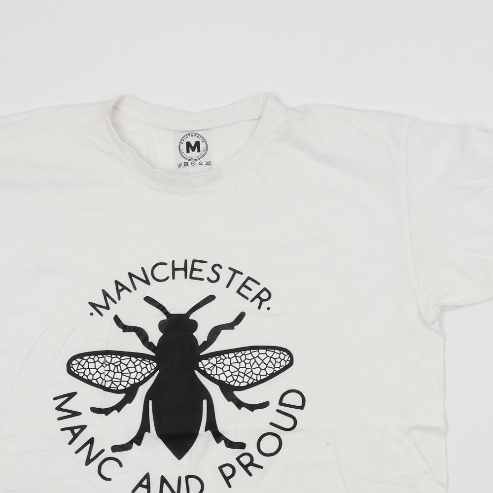 printopolis Mens White    T-Shirt Size M  - Manchester bee