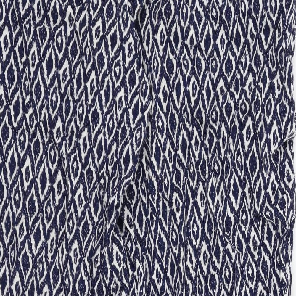 Primark Womens Blue Geometric  Harem Trousers Size 10 L25 in