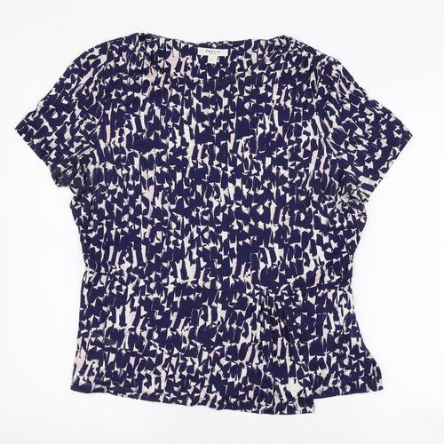 Precis Womens Blue Geometric  Basic T-Shirt Size L