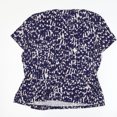Precis Womens Blue Geometric  Basic T-Shirt Size L