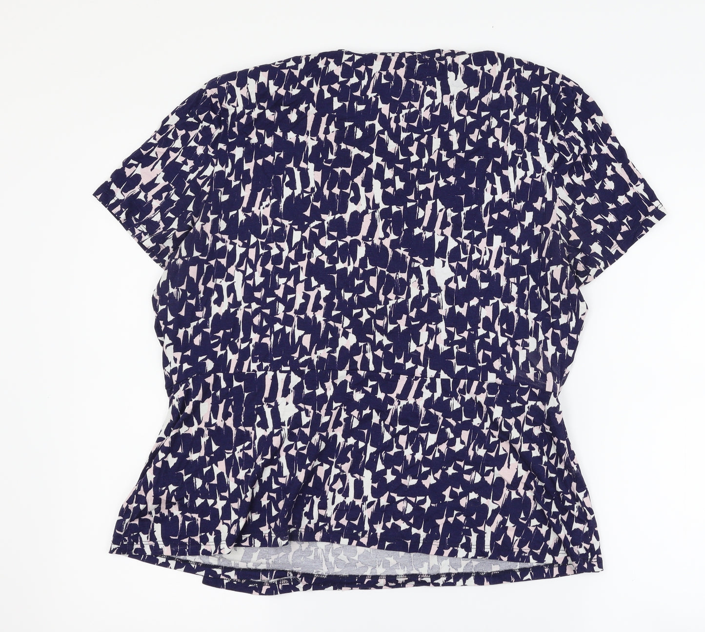 Precis Womens Blue Geometric  Basic T-Shirt Size L