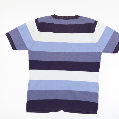 Yifan & alessia Womens Blue Striped  Basic Button-Up Size M