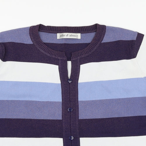 Yifan & alessia Womens Blue Striped  Basic Button-Up Size M