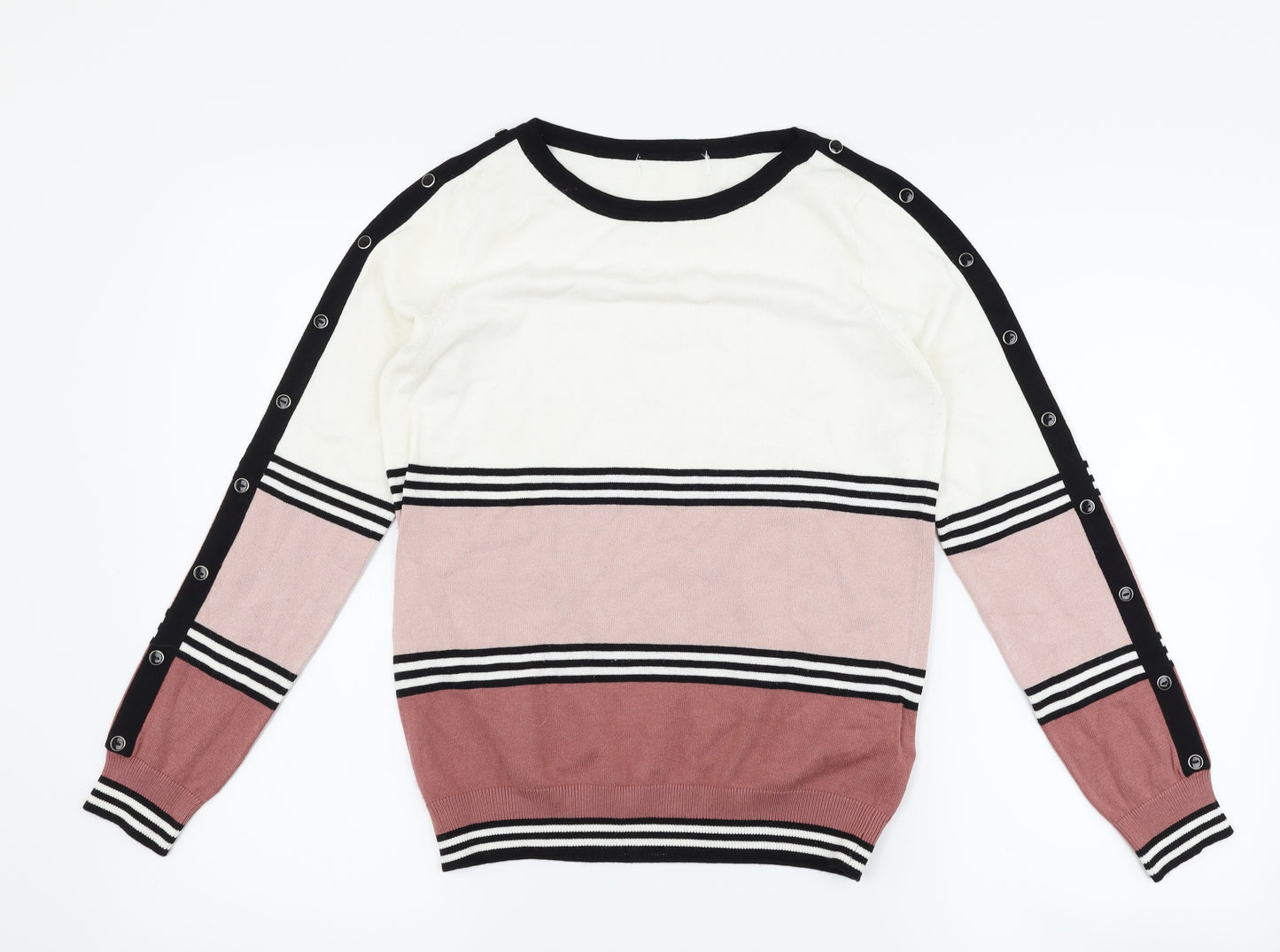 Debenhams Womens White Striped  Pullover Jumper Size 8