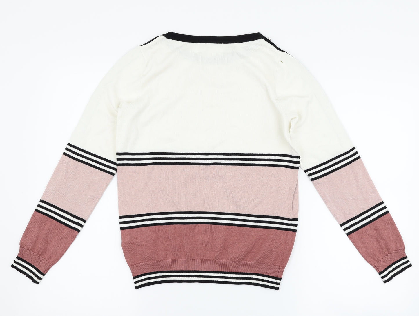 Debenhams Womens White Striped  Pullover Jumper Size 8