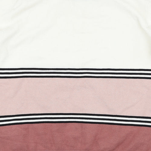 Debenhams Womens White Striped  Pullover Jumper Size 8