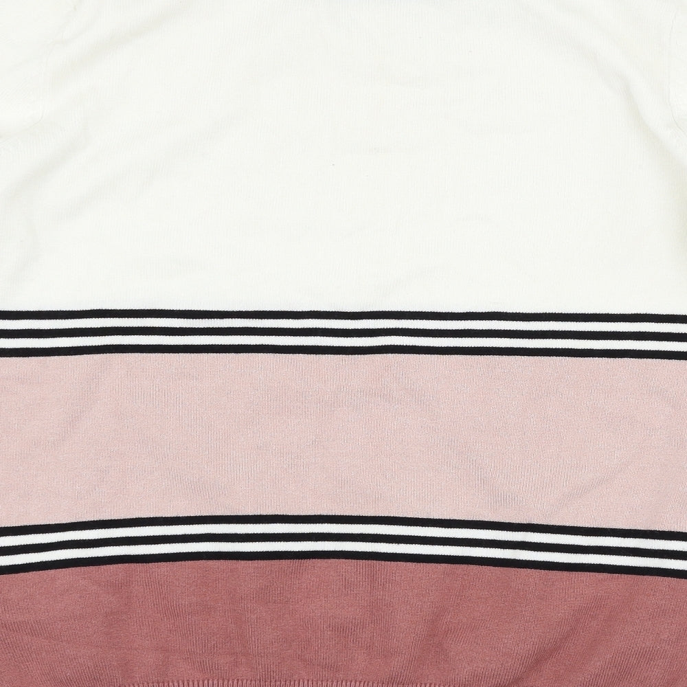 Debenhams Womens White Striped  Pullover Jumper Size 8