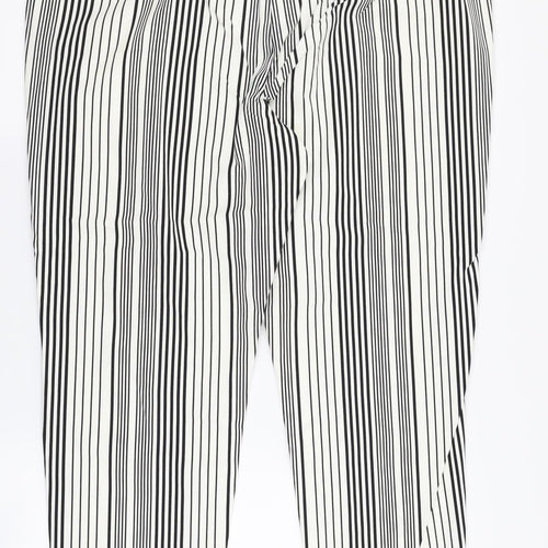 Marks and Spencer Womens White Striped  Trousers  Size 20 L26 in