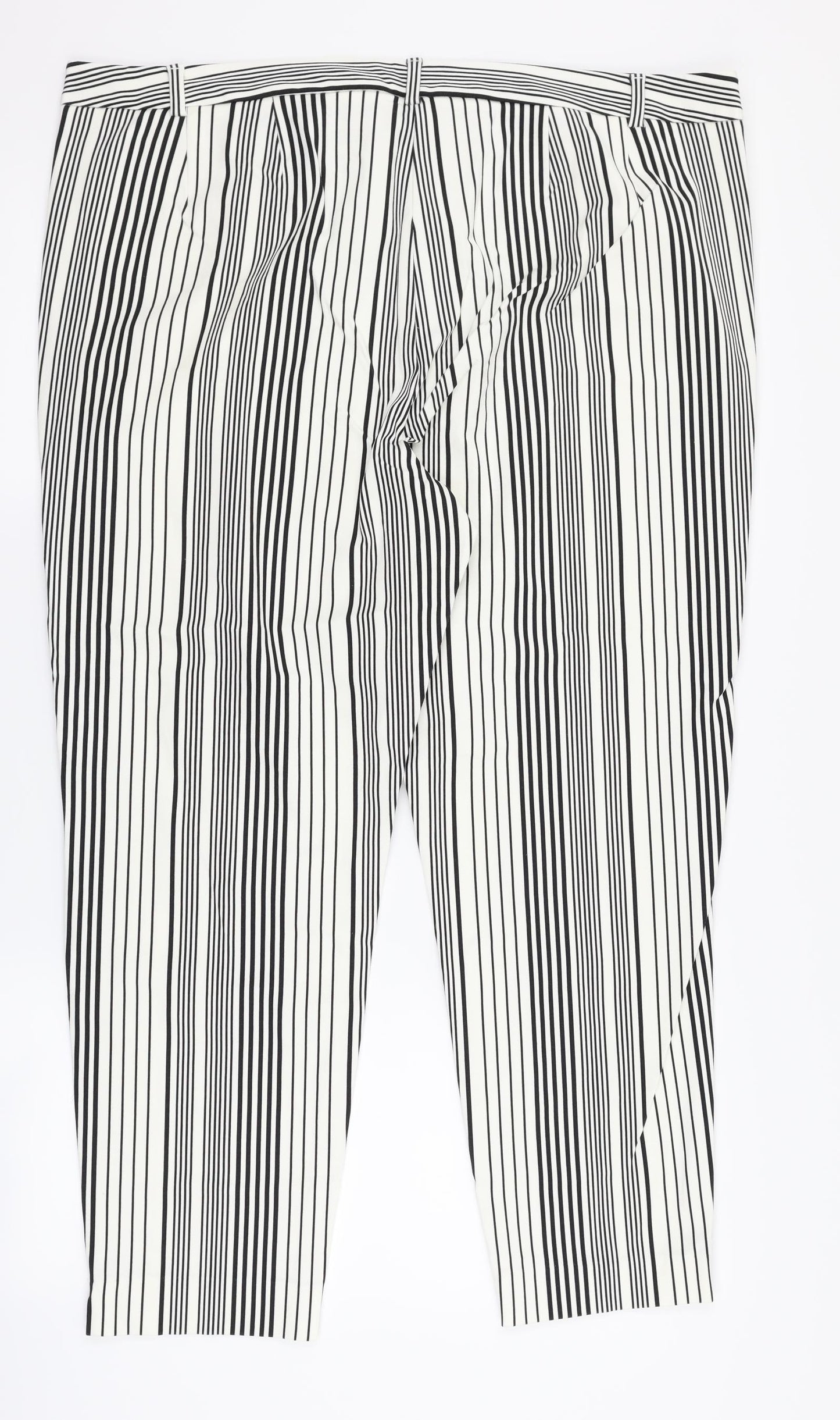 Marks and Spencer Womens White Striped  Trousers  Size 20 L26 in
