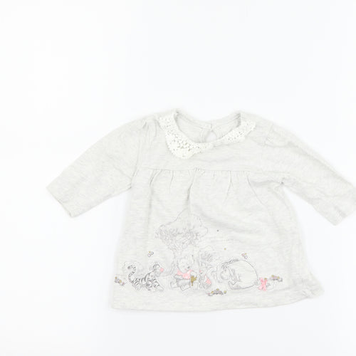 George Girls Grey   Basic T-Shirt Size Newborn  - Disney Winnie the Pooh