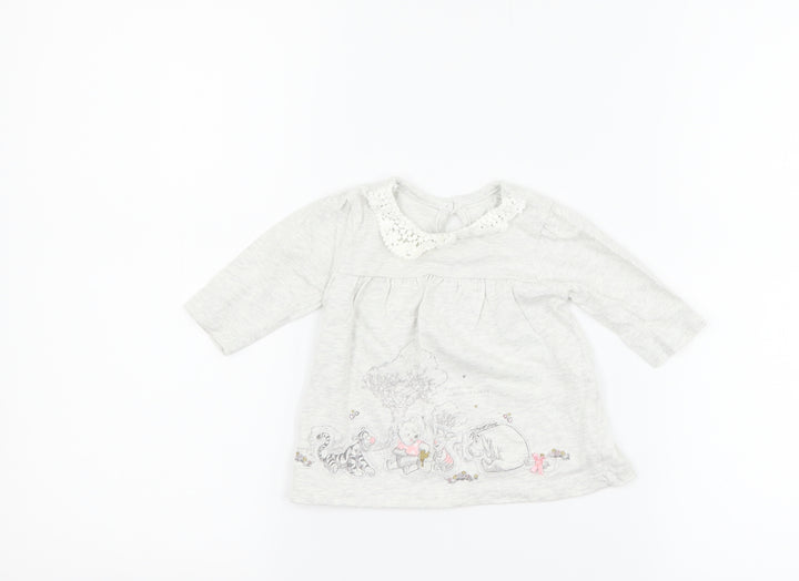 George Girls Grey Basic T-Shirt Size Newborn - Disney Winnie the Pooh