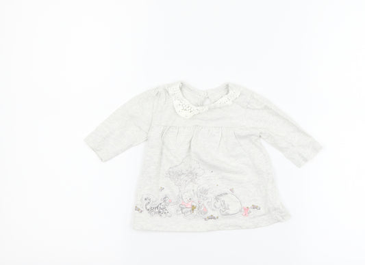 Front view of George girls’ grey basic t-shirt size newborn - disney winnie the pooh
