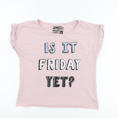 TU Girls Pink   Basic T-Shirt Size 11 Years  - is it friday yet