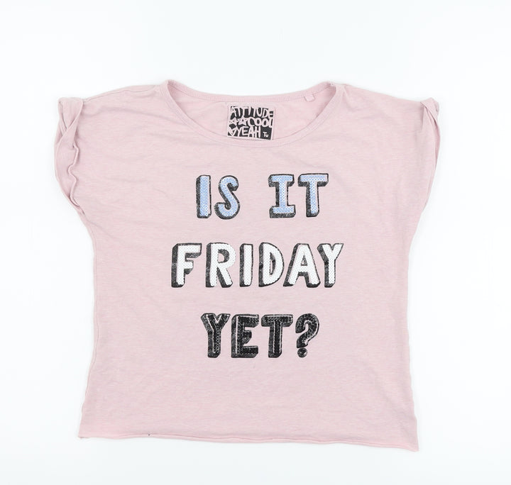 TU Girls Pink   Basic T-Shirt Size 11 Years  - is it friday yet