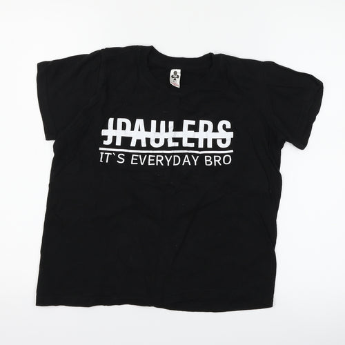 Club Boys Black   Basic T-Shirt Size 9-10 Years  - slogan