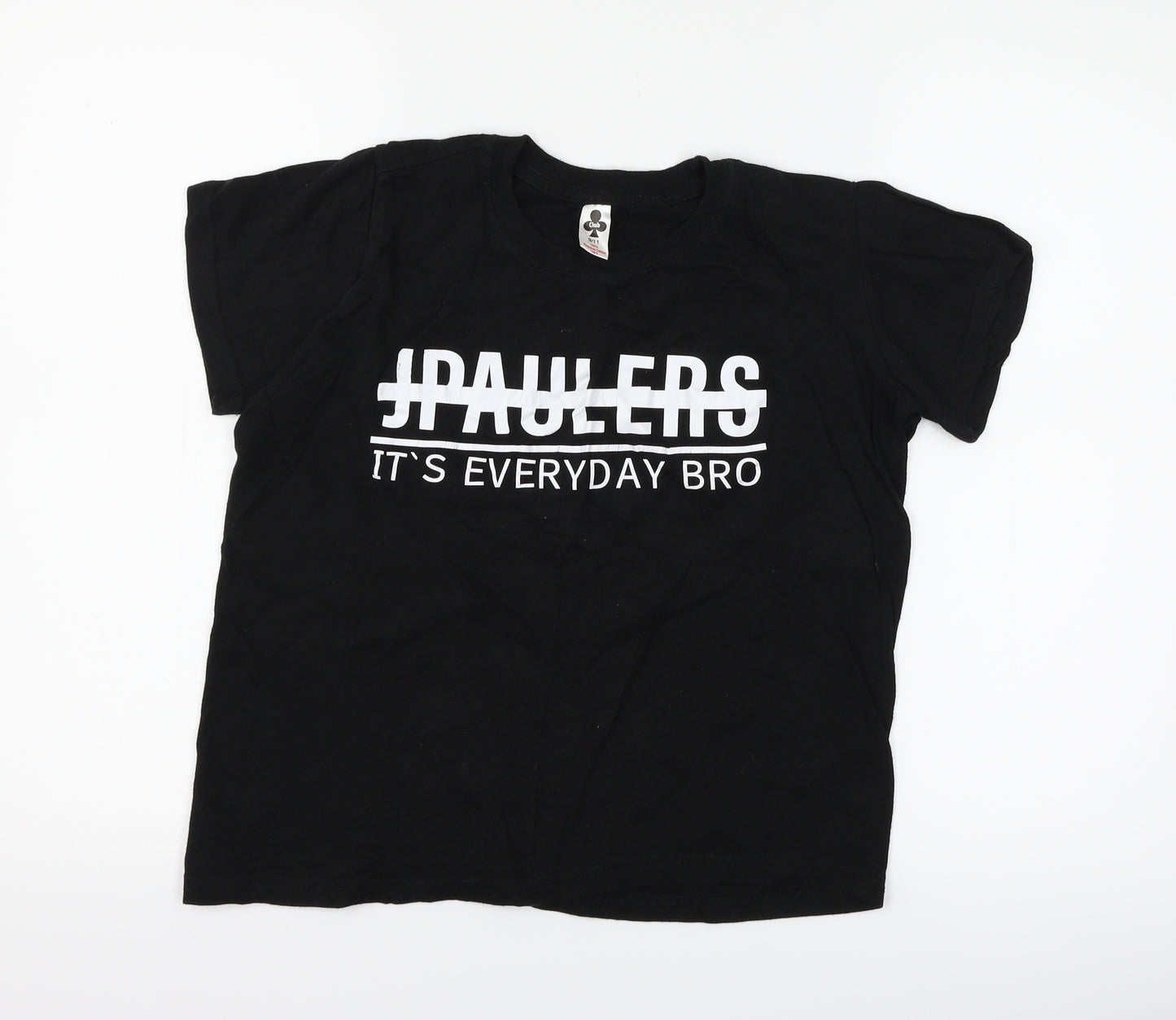 Club Boys Black   Basic T-Shirt Size 9-10 Years  - slogan