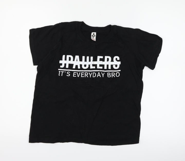 Club Boys Black   Basic T-Shirt Size 9-10 Years  - slogan