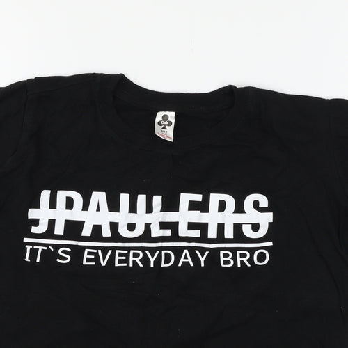 Club Boys Black   Basic T-Shirt Size 9-10 Years  - slogan