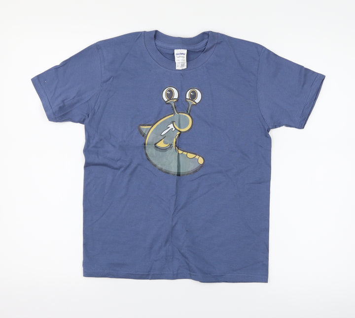 Gildan Boys Blue Basic T-Shirt Size 9-10 Years - slug