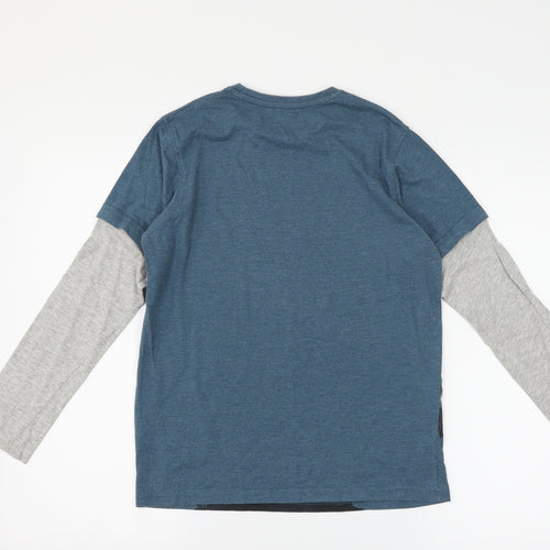 George Girls Blue   Basic T-Shirt Size 12-13 Years  - monkey frankenstein