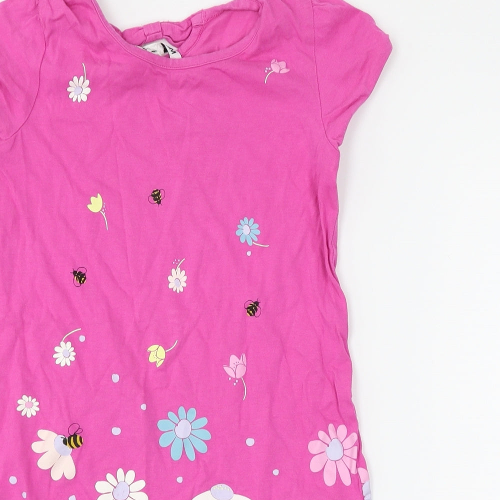 H&M Girls Pink Floral  T-Shirt Dress  Size 7-8 Years