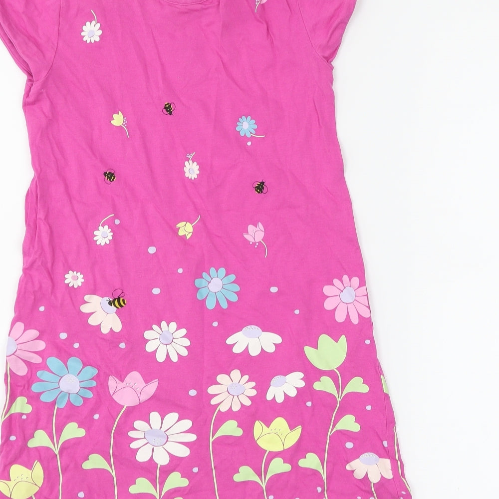 H&M Girls Pink Floral  T-Shirt Dress  Size 7-8 Years