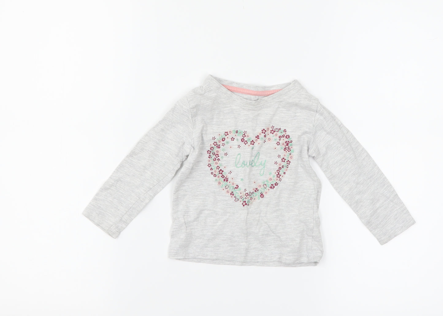 Primark Girls Grey Floral  Basic T-Shirt Size 9-12 Months  - lovely