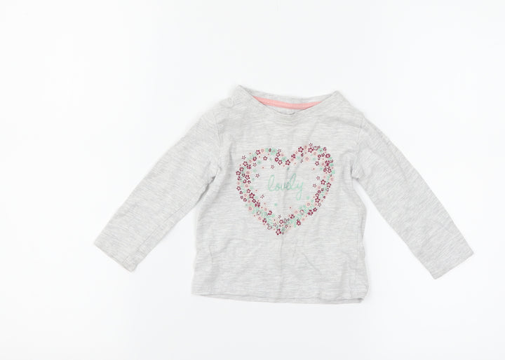 Primark Girls Grey Floral  Basic T-Shirt Size 9-12 Months  - lovely