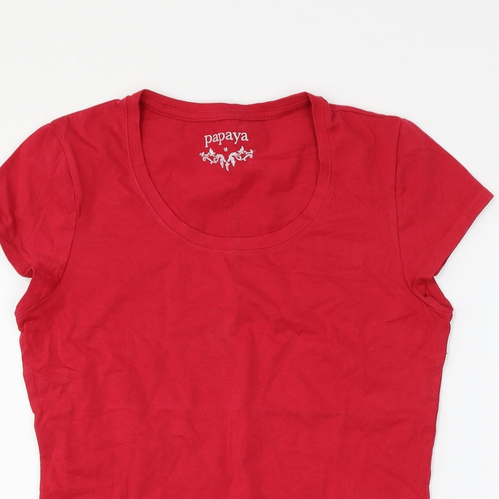 Papaya Womens Red   Basic T-Shirt Size 16