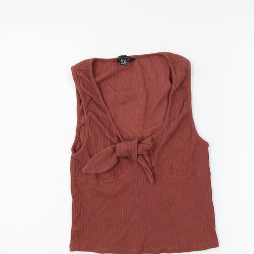 New Look Womens Brown   Cropped Tank Size 14  - tie front