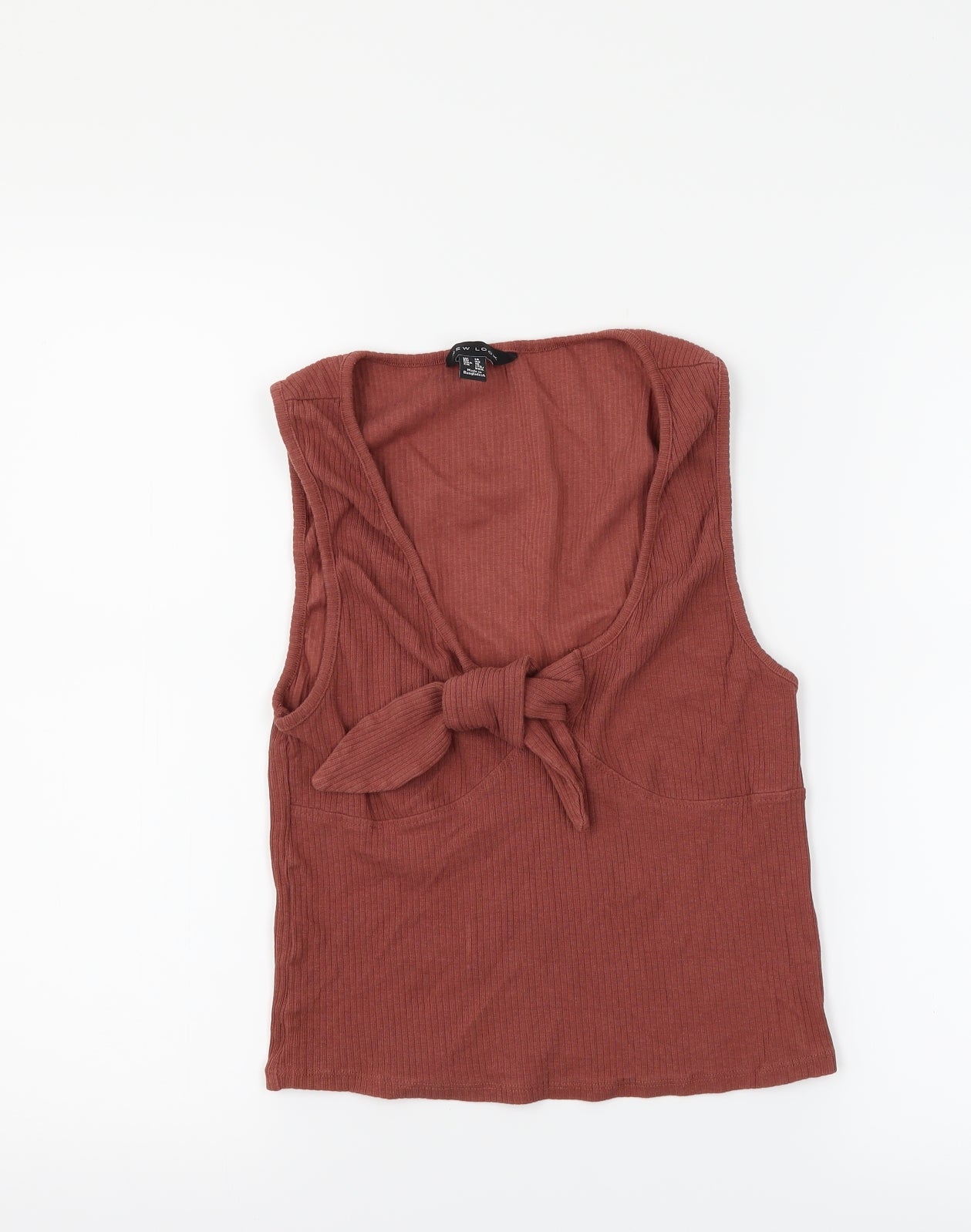 New Look Womens Brown   Cropped Tank Size 14  - tie front