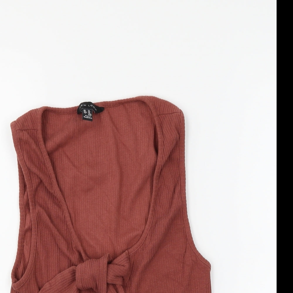 New Look Womens Brown   Cropped Tank Size 14  - tie front