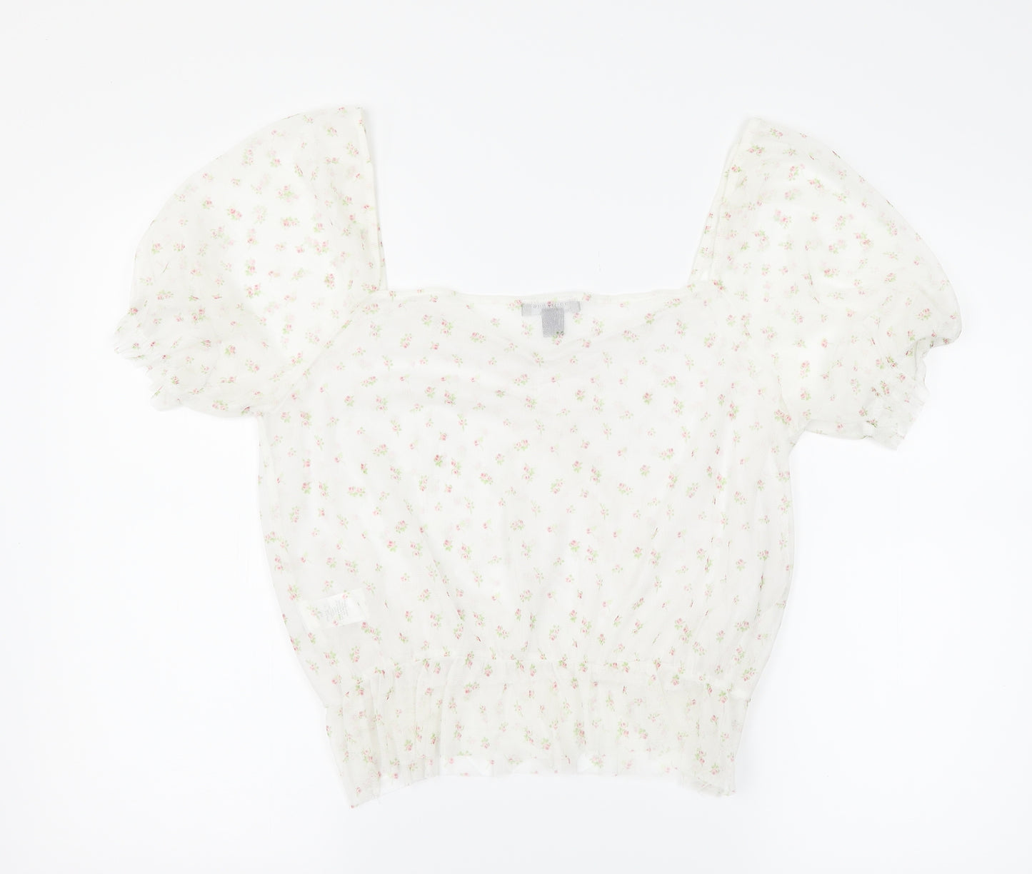 Primark Womens White Floral  Basic T-Shirt Size L
