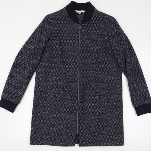 Red Herring Womens Blue Geometric  Overcoat Coat Size 10