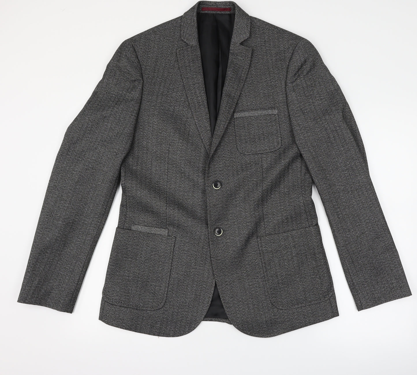 Marks and Spencer Mens Grey Herringbone  Jacket Suit Jacket Size 40
