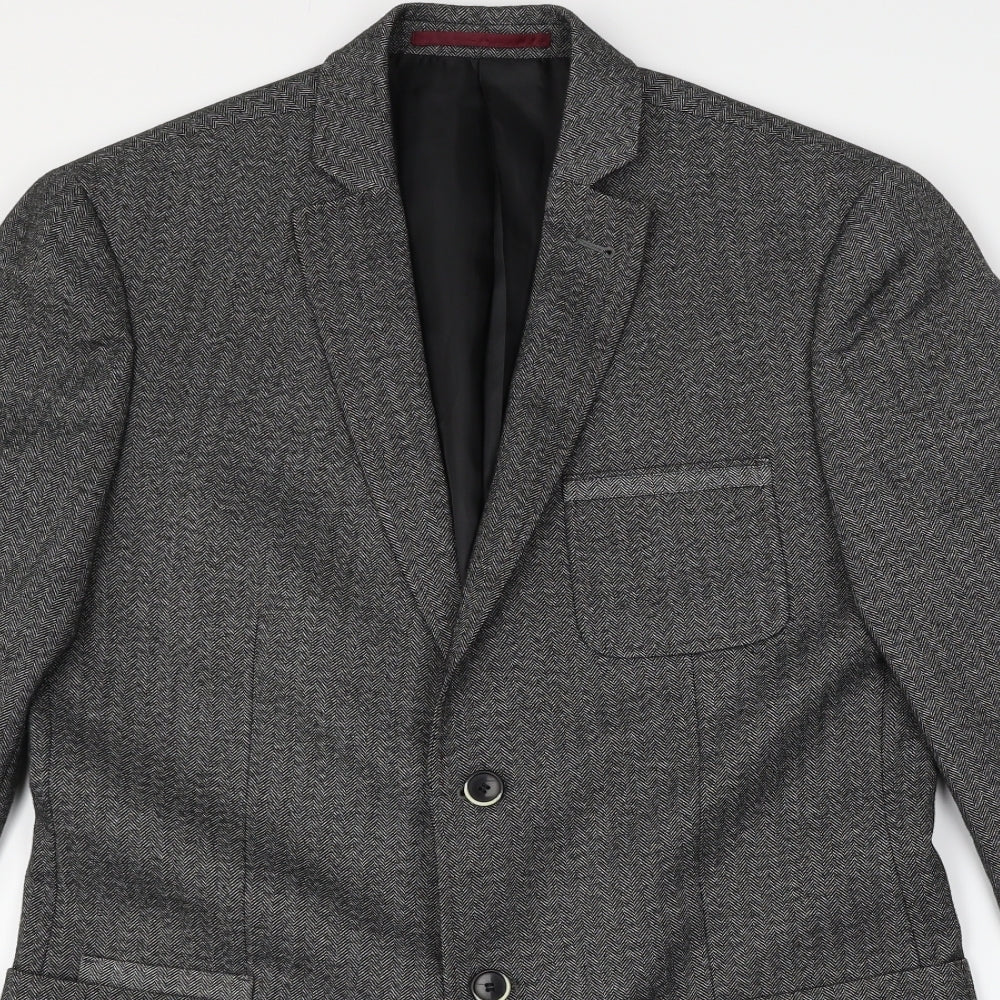 Marks and Spencer Mens Grey Herringbone  Jacket Suit Jacket Size 40