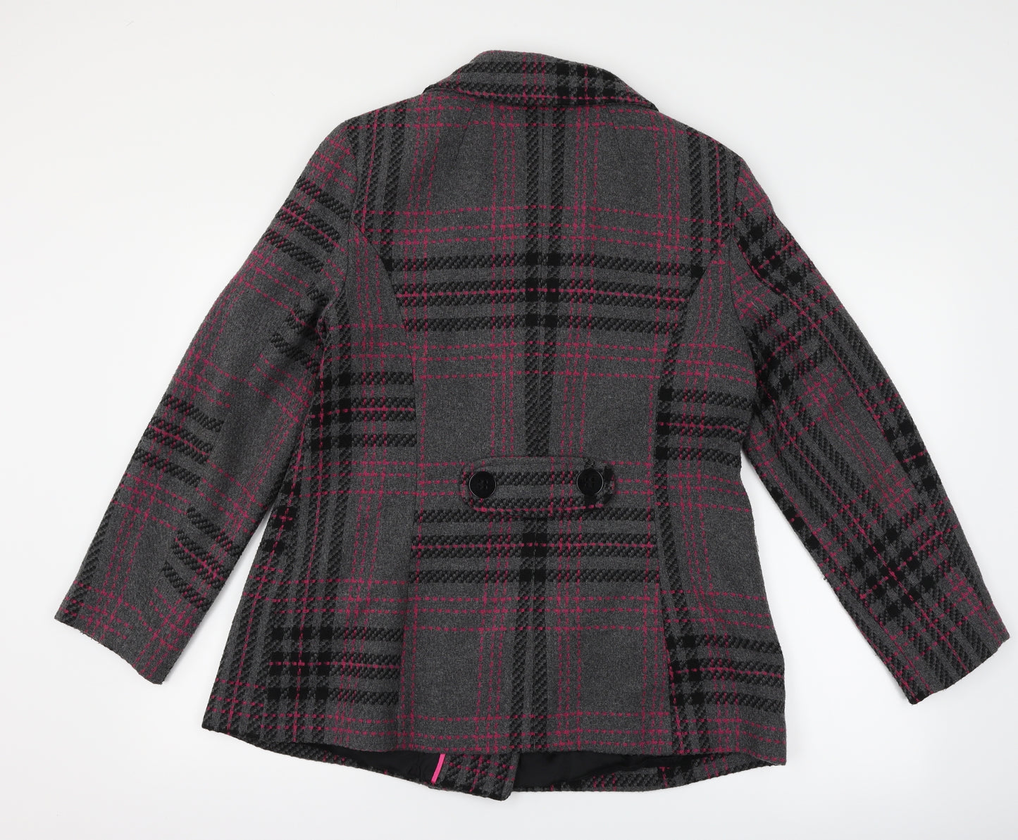 RJR.John Rocha Womens Grey Check  Pea Coat Coat Size 14
