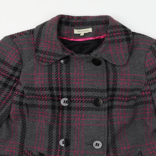 RJR.John Rocha Womens Grey Check  Pea Coat Coat Size 14