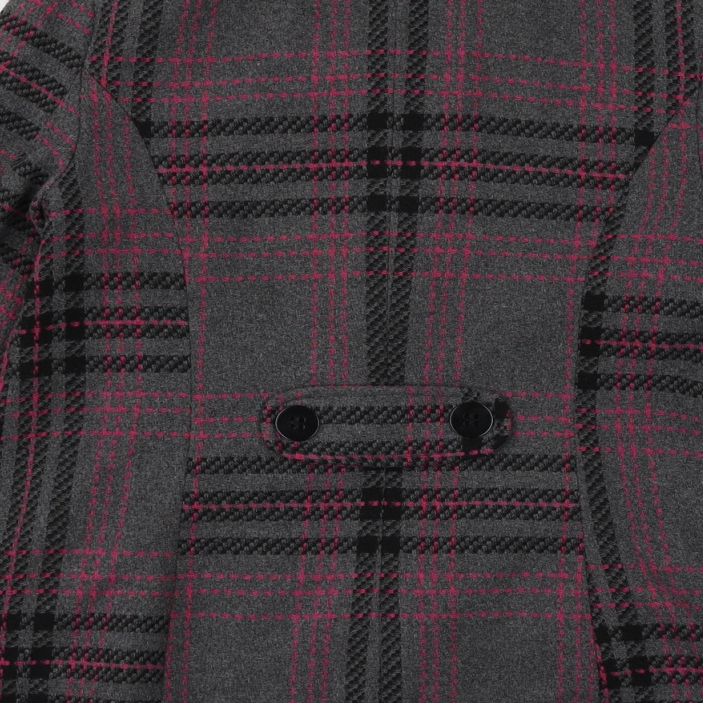 RJR.John Rocha Womens Grey Check  Pea Coat Coat Size 14
