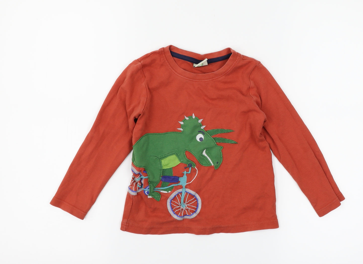 Frugi Boys Brown   Basic T-Shirt Size 5-6 Years  - dinosaur