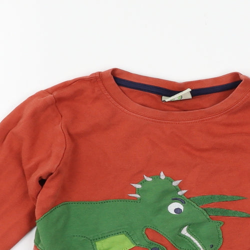 Frugi Boys Brown   Basic T-Shirt Size 5-6 Years  - dinosaur
