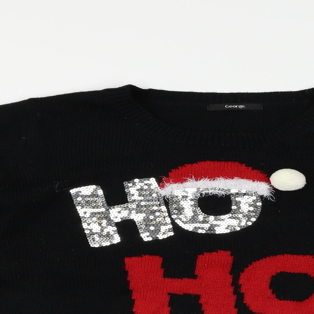 George Womens Black   Pullover Jumper Size 20  - Christmas HO HO HO