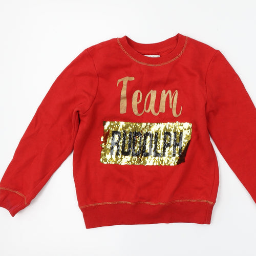George Girls Red   Pullover Sweatshirt Size 6-7 Years  - Team Rudolph
