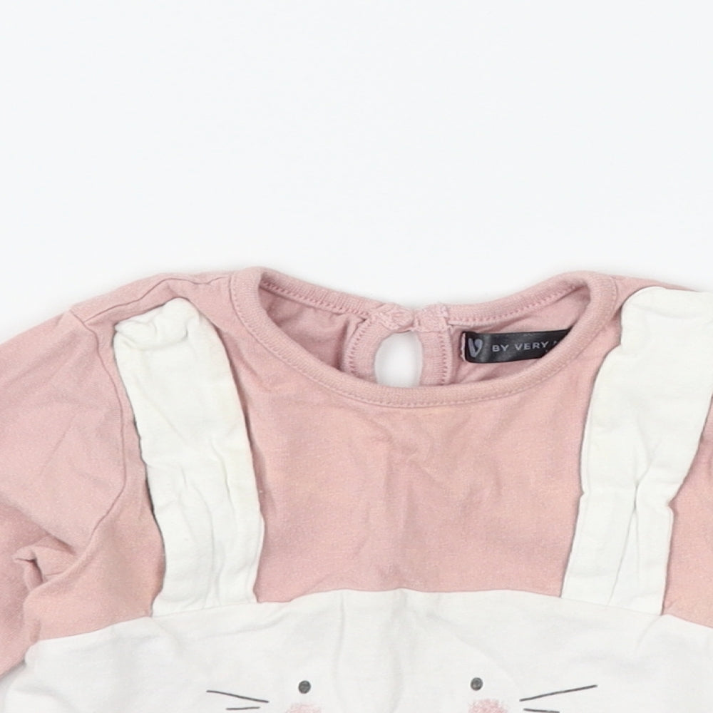 Very Girls Pink   Basic T-Shirt Size 9-12 Months  - bunny