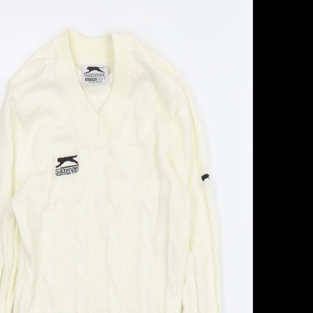 Slazenger Boys White   Pullover Jumper Size 9-10 Years