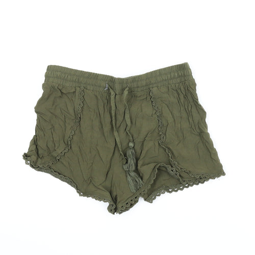 Primark Womens Green   Paperbag Shorts Size 8