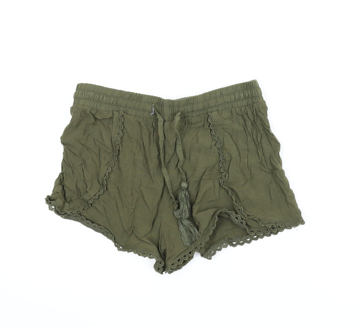 Primark Womens Green Paperbag Shorts Size 8