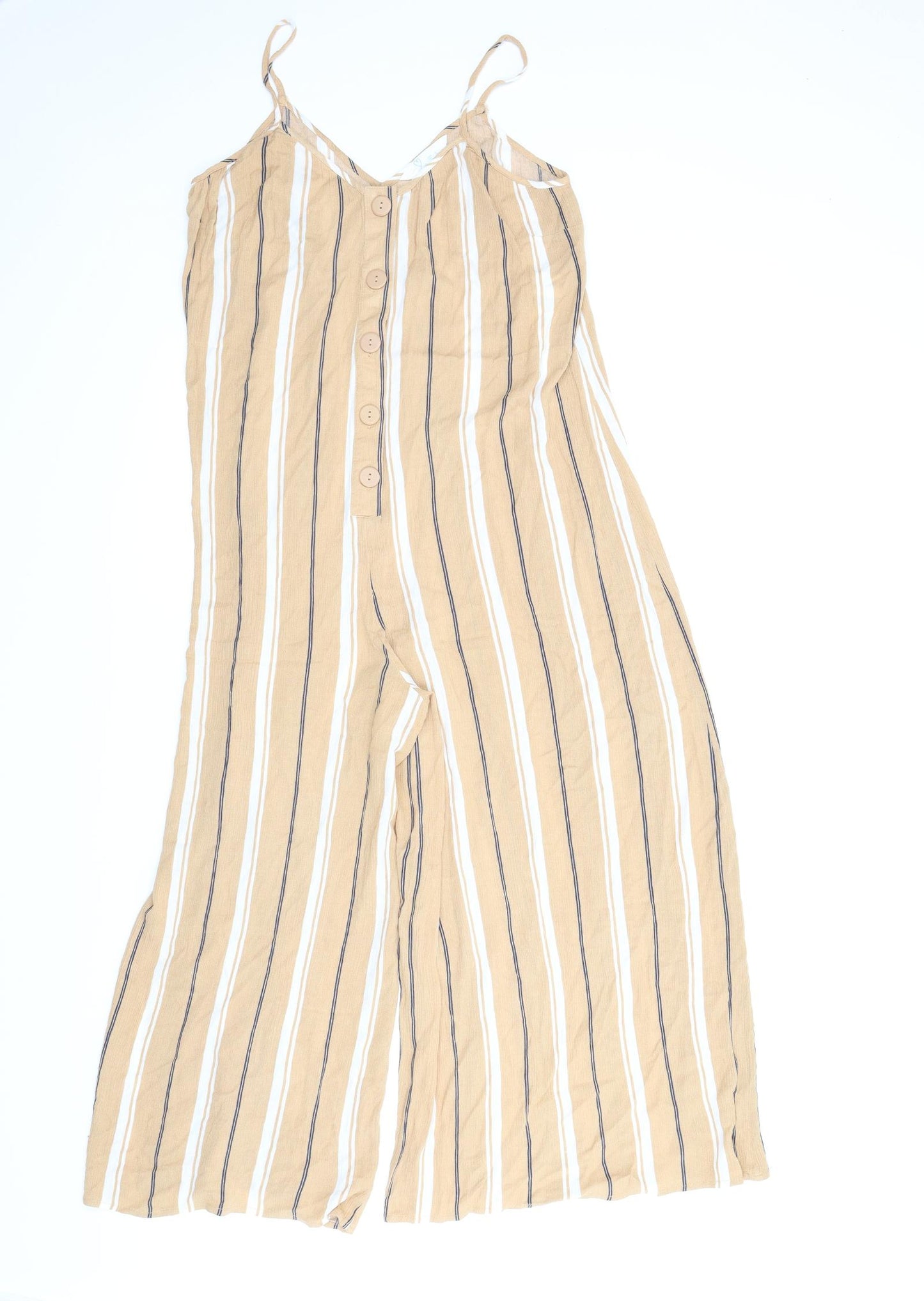 Primark Womens Beige Striped  Jumpsuit One-Piece Size 8 L23 in